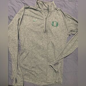 Nike Brand U of O quarter zip pullover. Gray w/green logo. Women’s size medium.